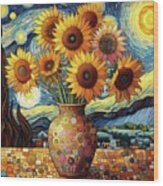 Los Girasoles De Van Gogh Vistos Desde Klimt #2 Wood Print