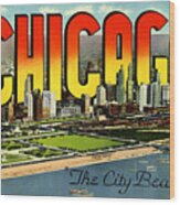 Retro Chicago Poster Wood Print