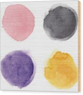 Round Multicolored Watercolor Spots #2 Wood Print