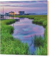 Southport Salt Marsh Sunrise #2 Wood Print