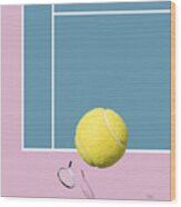 Tennis Racket And Tennis Ball #2 Wood Print