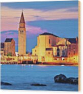 Town Of Umag Waterfront And Coast Evening View #2 Wood Print