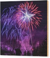 Winter Ski Resort Fireworks #2 Wood Print