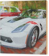 2019 White Corvette C7 Grand Sport X129 Wood Print