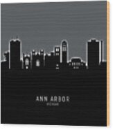 Ann Arbor Michigan Skyline #22 Wood Print