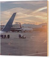 Flying Over Rockies In Airplane From Salt Lake City At Sunset #26 Wood Print