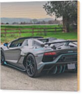 #lamborghini #aventador #svj #roadster #print #28 Wood Print