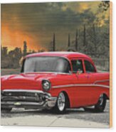 1957 Chevrolet 'pro Street' Sedan #3 Wood Print