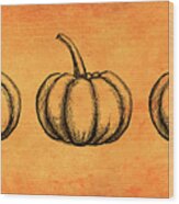 Autumn And Thanksgiving Orange Textured Background With Hand Pai #3 Wood Print