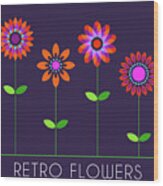 Flower Power Rock Poster Wood Print