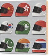 Helmet National Flag Icon #3 Wood Print
