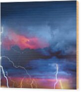 Lightning During Summer Storm #4 Wood Print