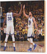 Stephen Curry And Kevin Durant #4 Wood Print