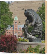 The Grizzly Statue At The University Of Montana - Grand Griz #4 Wood Print