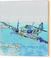 Hawker Hurricane In Watercolor Ca By Ahmet Asar  #5 Wood Print