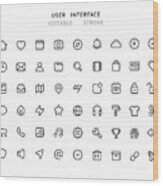 54 Big Collection Of Web User Interface Line Icons Editable Stroke Wood Print