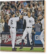 Lou Gehrig And Derek Jeter #7 Wood Print