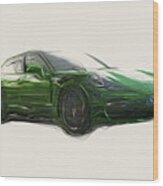 Porsche Panamera Gts Car Drawing #7 Wood Print