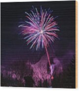 Winter Ski Resort Fireworks #7 Wood Print
