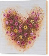 A Daisy Heart Wood Print