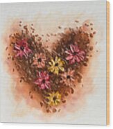 A Floral Heart Wood Print