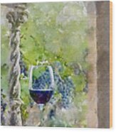 A Glass At The Vineyard Wood Print