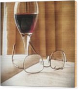 A Good Book And A Glass Of Wine Wood Print