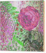 A Rose In Sparkling Pink And Green Wood Print