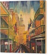 A Street In New Orleans Wood Print