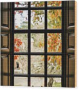 A Window At The Capitol Autumn Colors - Oil Painting Style Wood Print