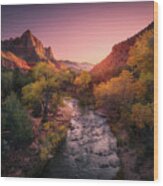 A Zion Sunset Wood Print