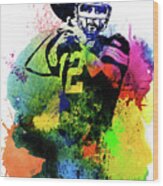 Aaron Rodgers Watercolor I Wood Print