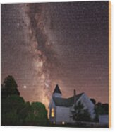 Abandoned But Not Forgotten - Antiochia Lutheran Nighscape #3 With Milky Way Wood Print