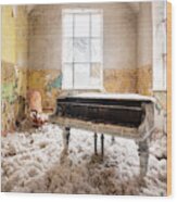 Abandoned Piano With Wool Wood Print