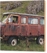 Abandoned Off Road Van Uaz-452 In Seydisfjordur Wood Print