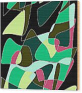 Abstract Art In Green Wood Print