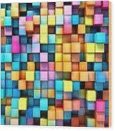 Abstract Background Of Multi-colored Cubes Wood Print