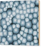 Abstract Blue Bubbles Wood Print