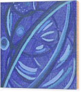 Abstract Blue Spirals Wood Print