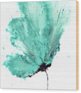 Abstract Butterfly Bloom Teal Brown Wood Print