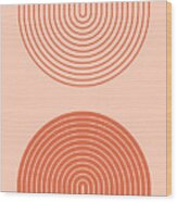 Abstract Contemporary Aesthetic Background With Geometric Balance Shapes, Rainbow Gates. Boho Wall Decor. Mid Century Modern Minimalist Neutral Art Print. Organic Shape. Terracotta Color, Earth Tone. Wood Print