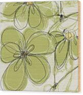 Abstract Flowers In Green Wood Print