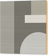 Abstract Gray And Taupe Geometric Art Wood Print