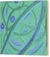 Abstract Green And Blue Spirals Wood Print