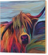 Abstract Highland Cow Wood Print
