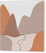 Abstract Mountains 01 - Modern, Minimal, Contemporary Abstract - Terracotta Brown - Landscape Wood Print