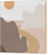 Abstract Mountains 04 - Modern, Minimal, Contemporary Abstract - Terracotta Brown - Landscape Wood Print