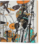 Abstract Surreal Drummer Music  Modern Art Wood Print