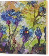 Abstract Thistles Floral Art Wood Print