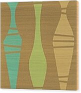 Abstract Vases On Brown Mixed Media Wood Print